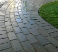 grey brick paved walkway