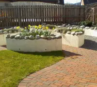 walling area with stones and plants